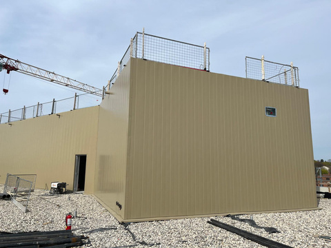 The Kingsway vertical metal panel installation
